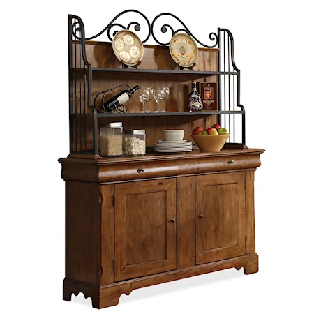 Wooden Bakers Rack with Metal Frame